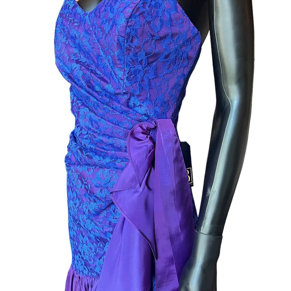 HOMECOMING - Vintage Purple Taffeta and Lace Party Dress - Picture 4 of 7